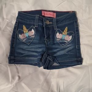 NEW Cutie Patootie Hearts Unicorn Jean Shorts